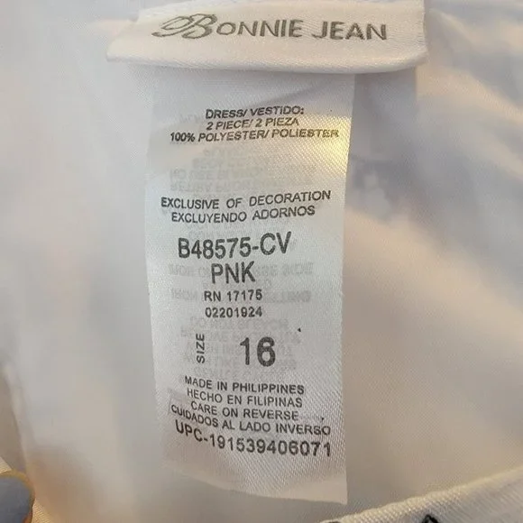 Sz 16 Bonnie Jean Formal Dress White Girls Spring Summer Party Roses Hi-low - Picture 5 of 8
